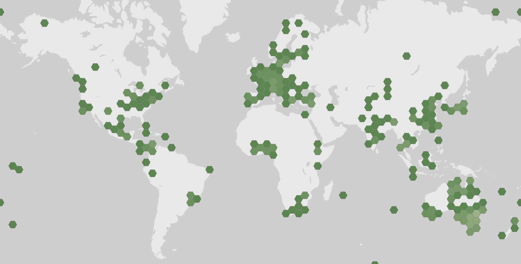 World map showing recorded occurrences of Saccharomyces cerevisiae.