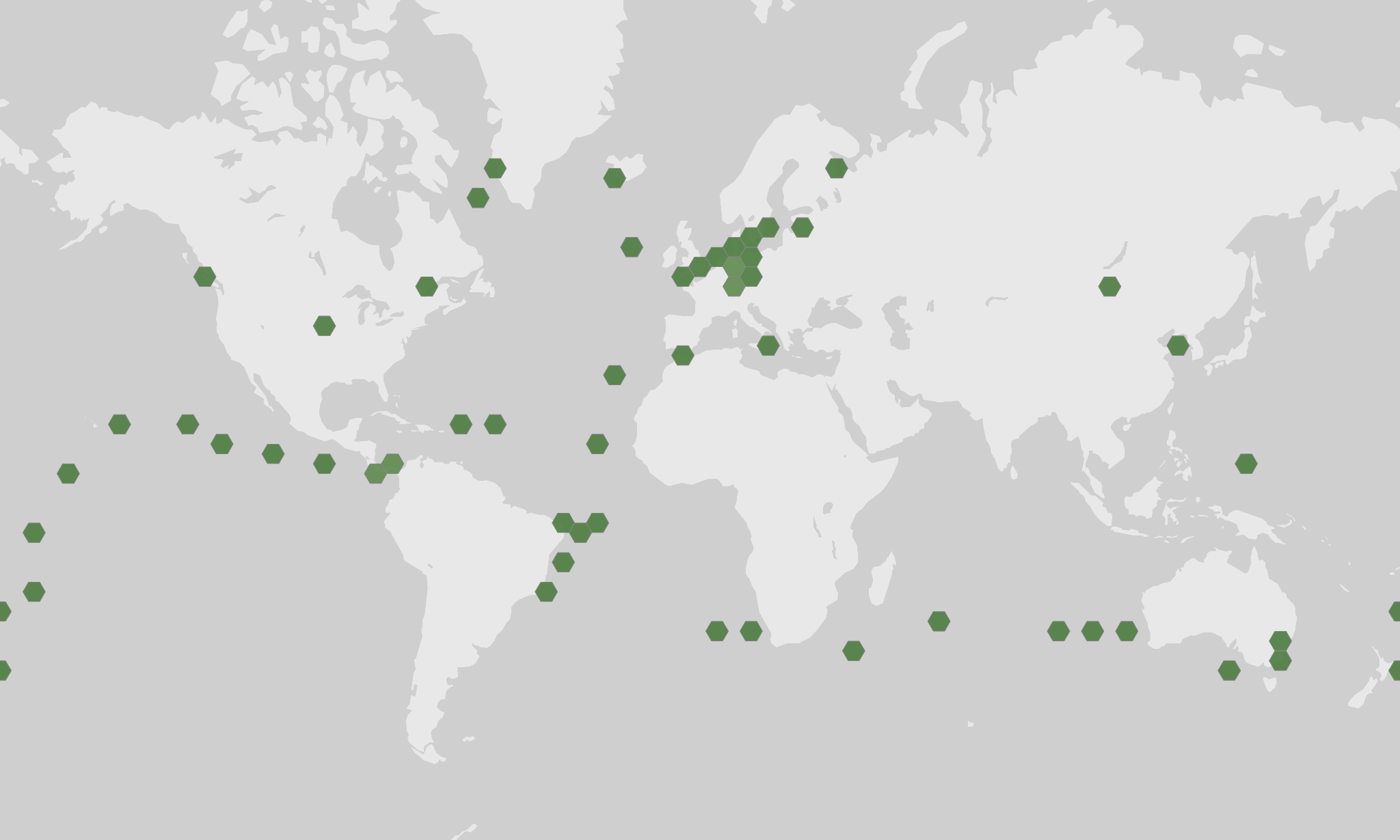 World map showing recorded occurrences of Saccharomyces pastorianus.