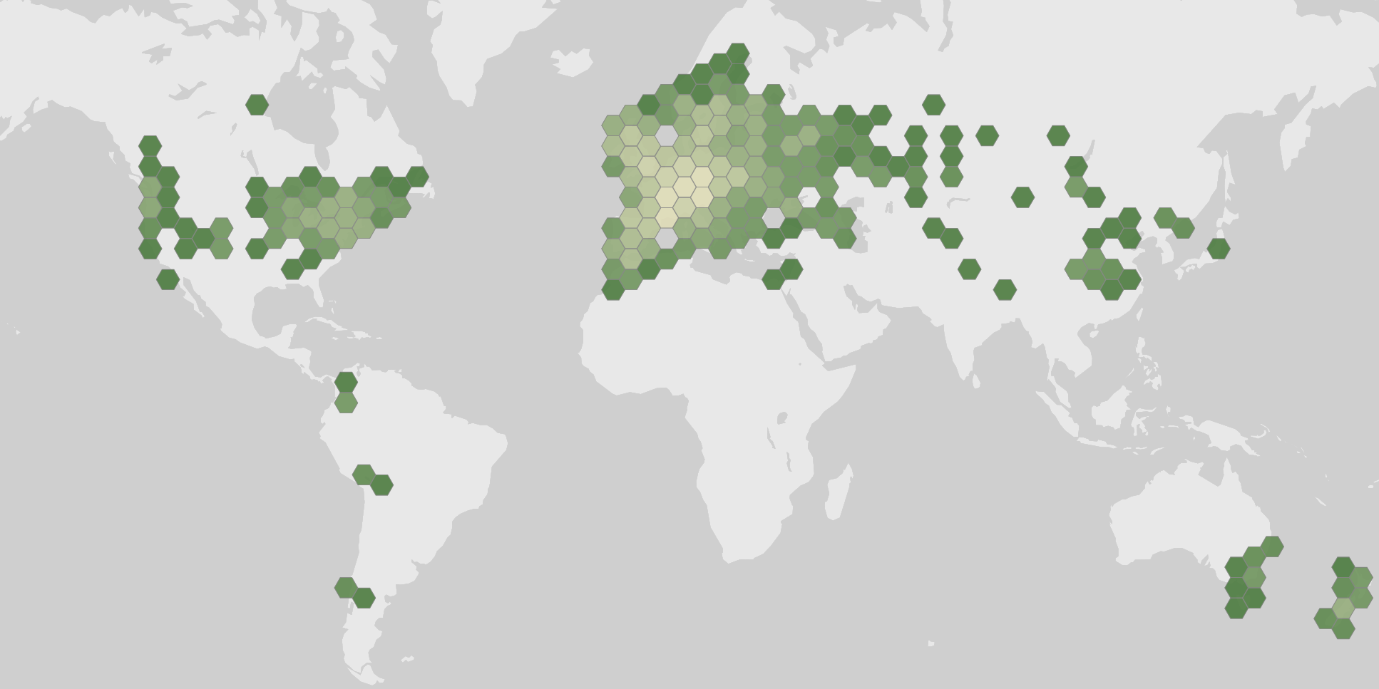 World map showing recorded occurrences of Salix purpurea.