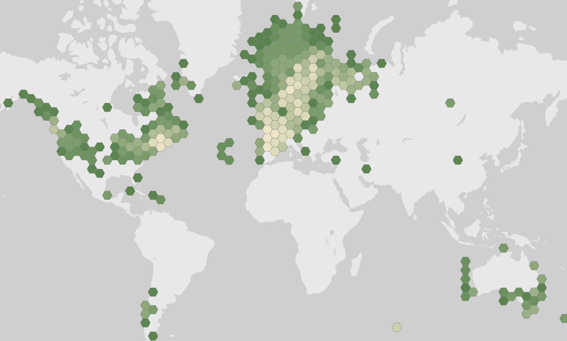 World map showing recorded occurrences of Salmo salar.