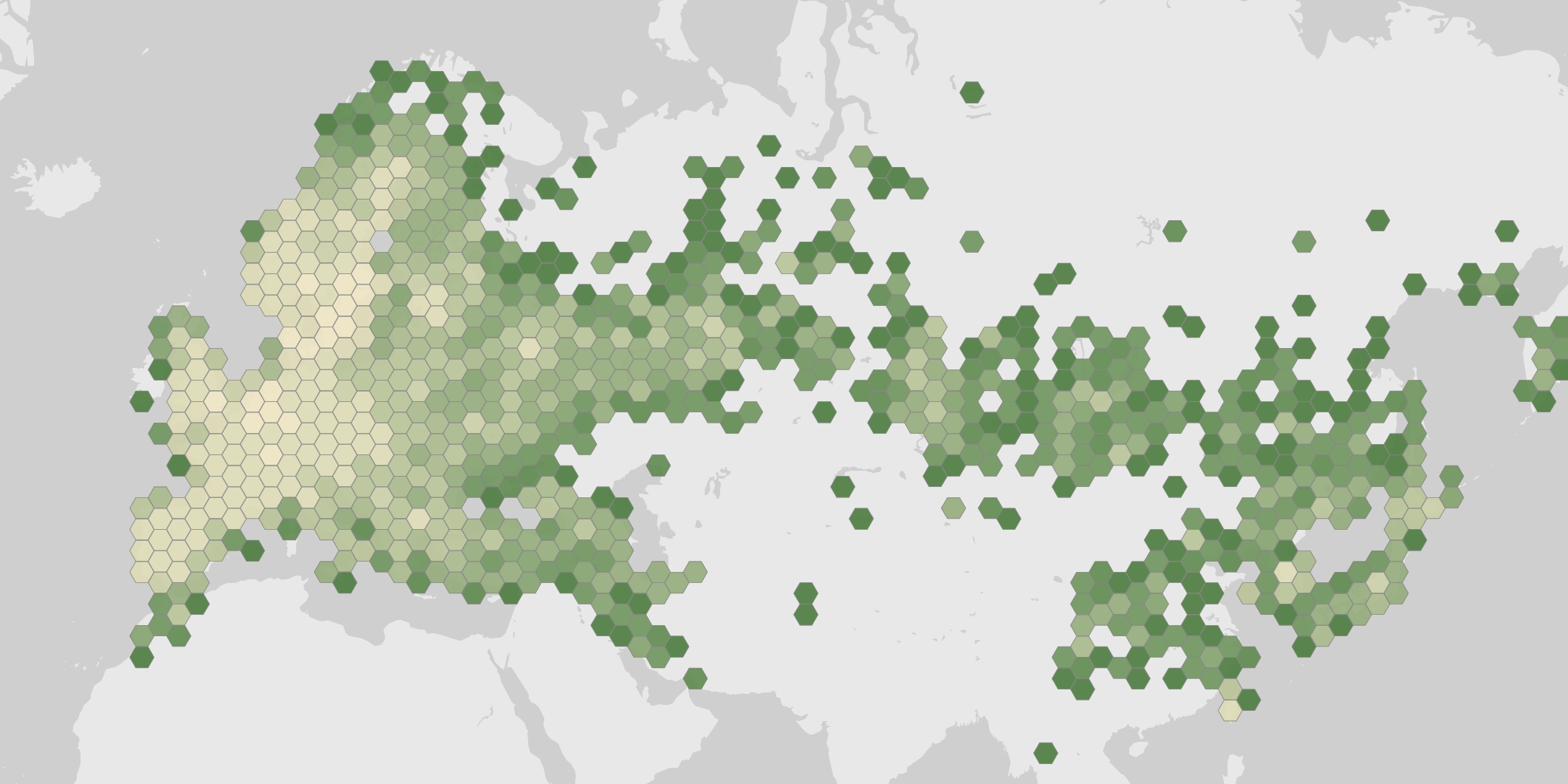 World map showing recorded occurrences of Sitta europaea.