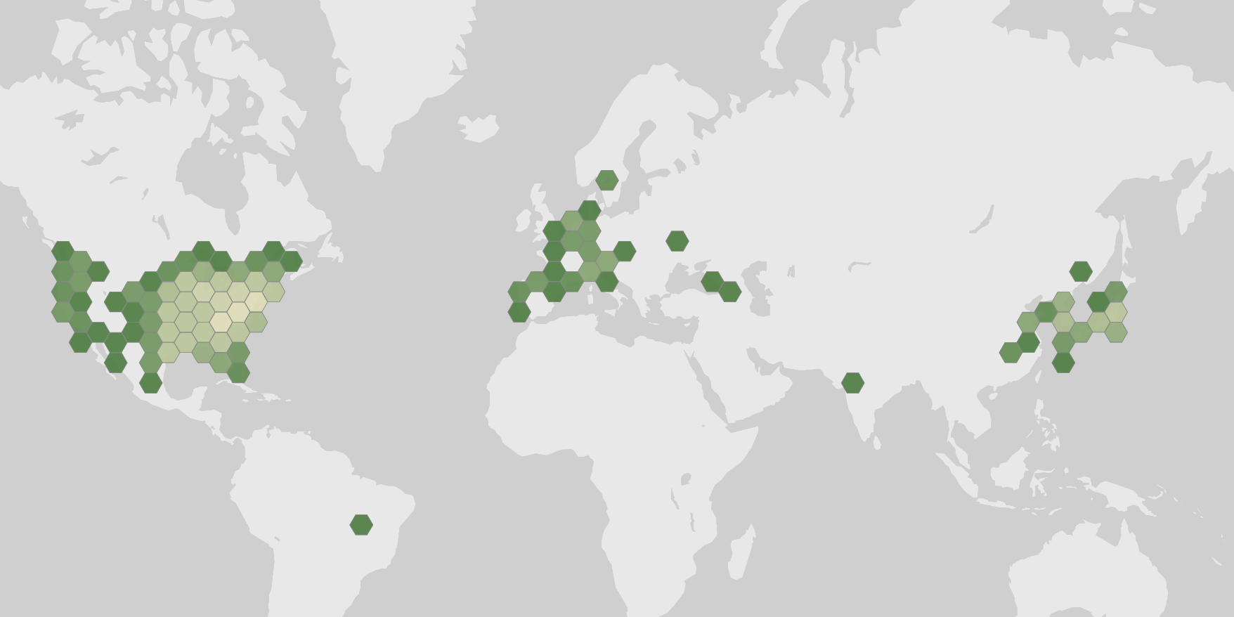 World map showing recorded occurrences of Solanum carolinense.
