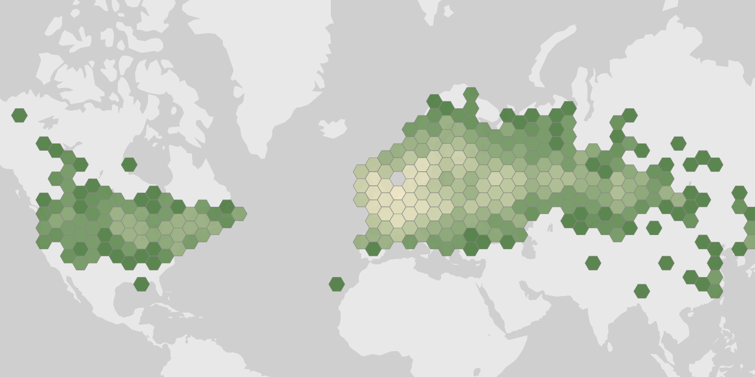 World map showing recorded occurrences of Stachys palustris.
