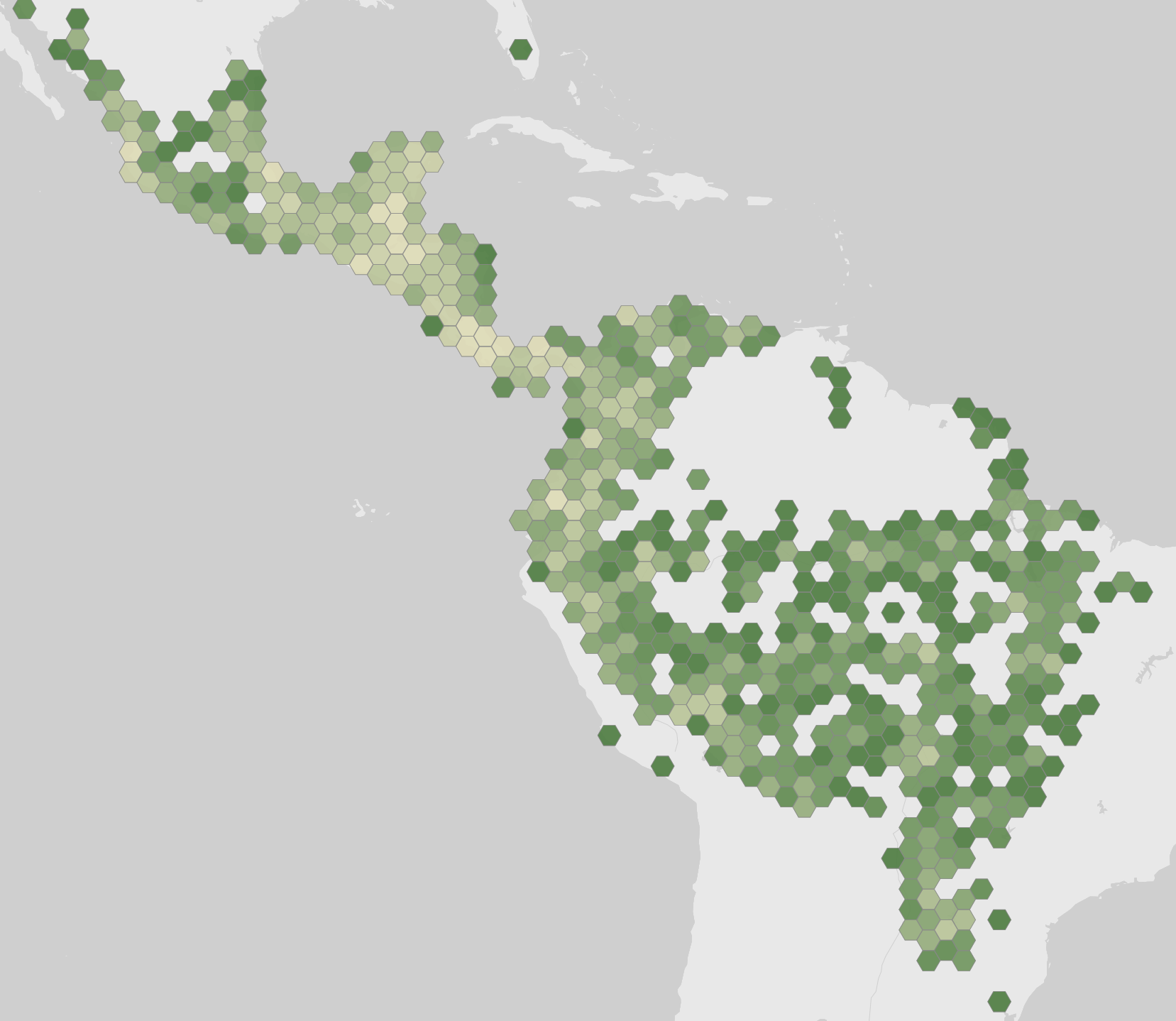 World map showing recorded occurrences of Tityra semifasciata.