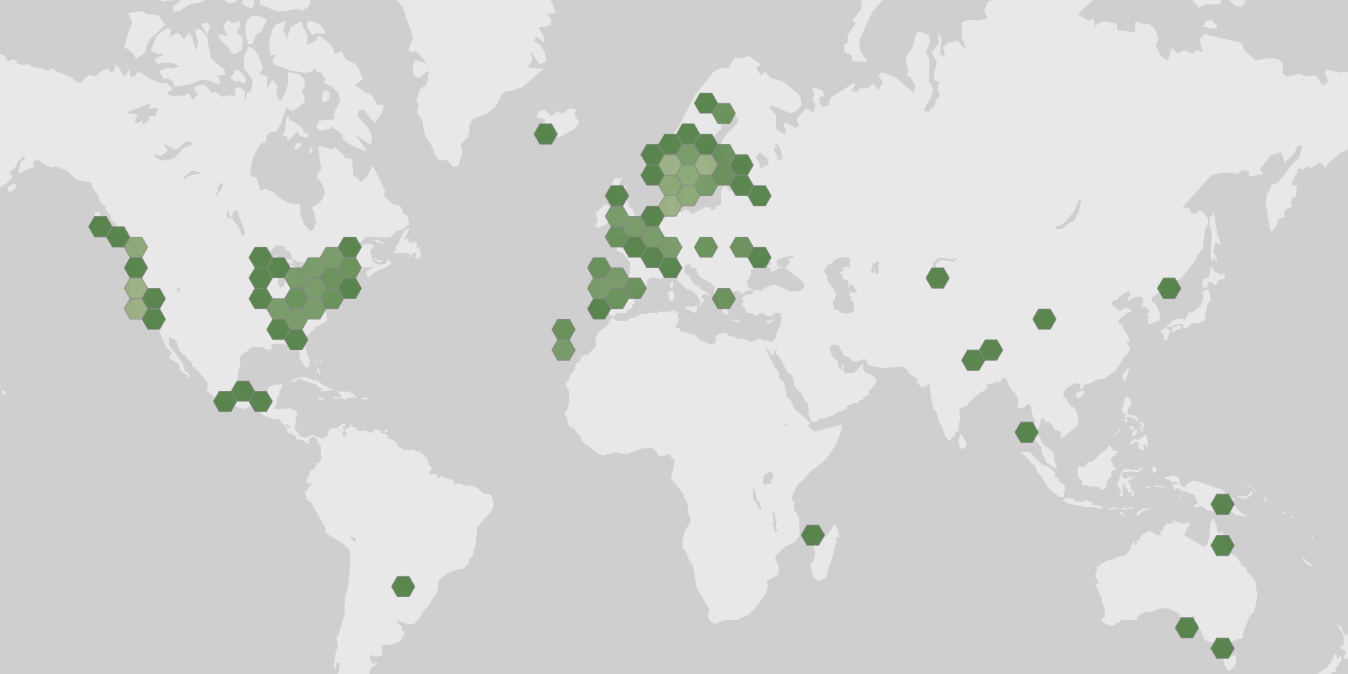 World map showing recorded occurrences of Tremellodendropsis tuberosa.