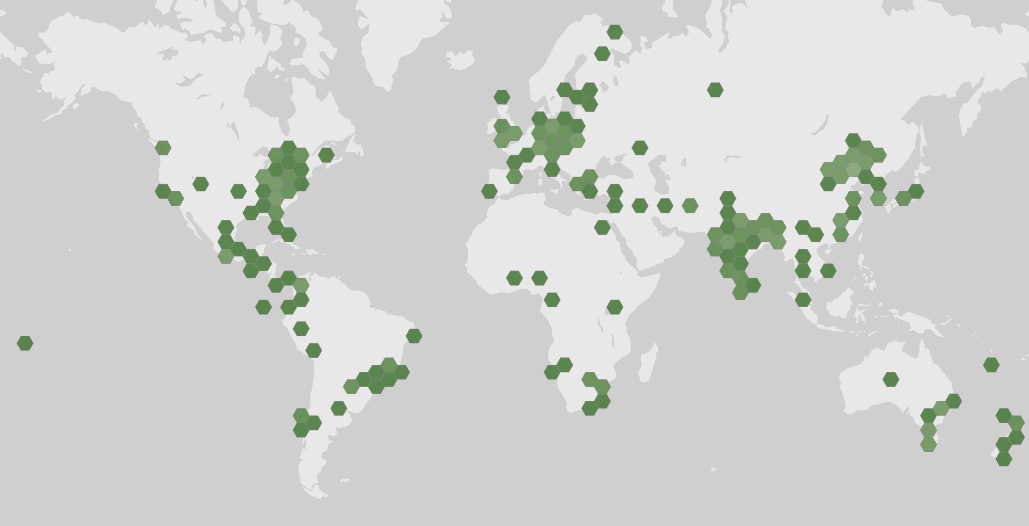 Carte des observations enregistrées de Trichoderma harzianum