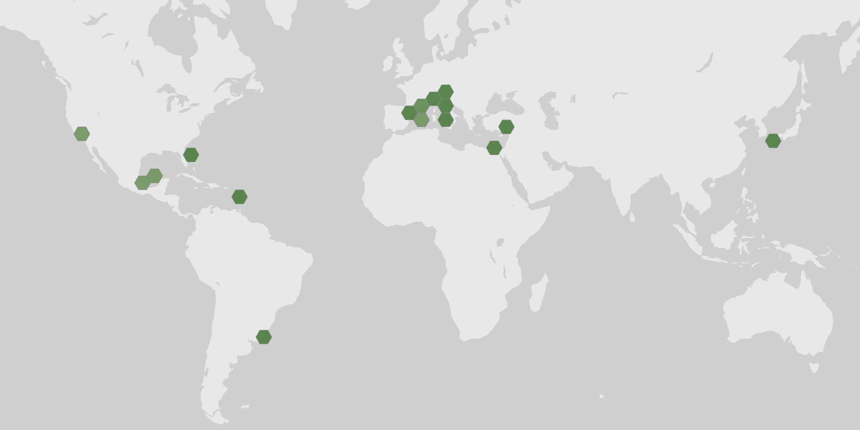 Mappa delle segnalazioni registrate di Turritopsis dohrnii