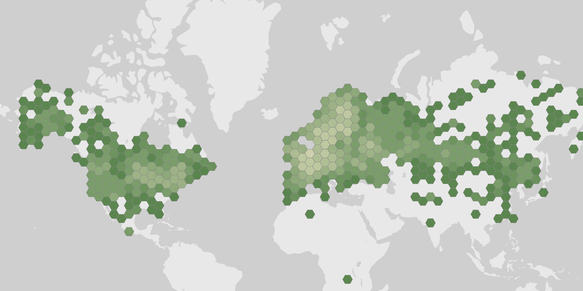 World map showing recorded occurrences of Utricularia vulgaris.