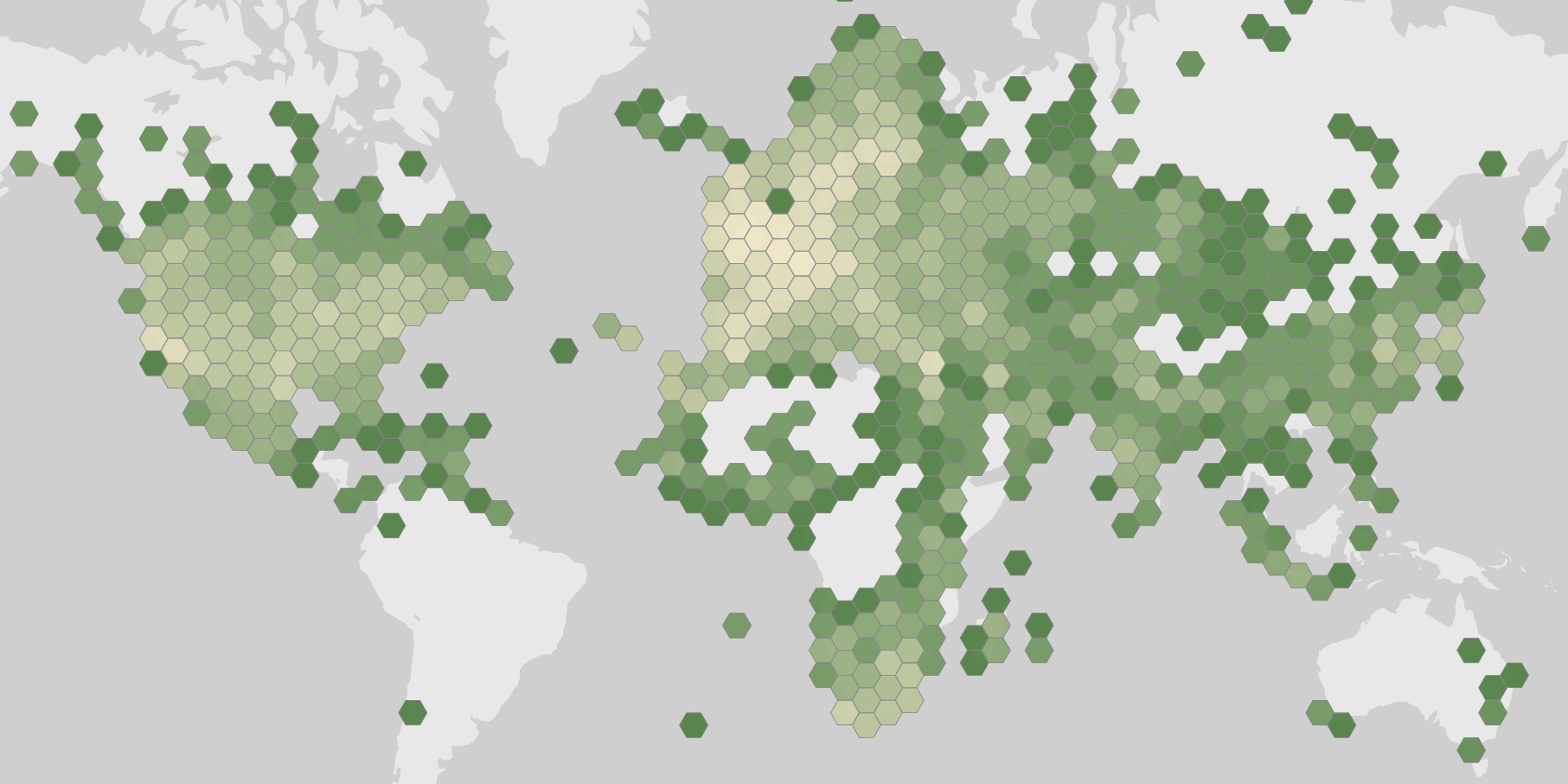 World map showing recorded occurrences of Vanessa cardui.