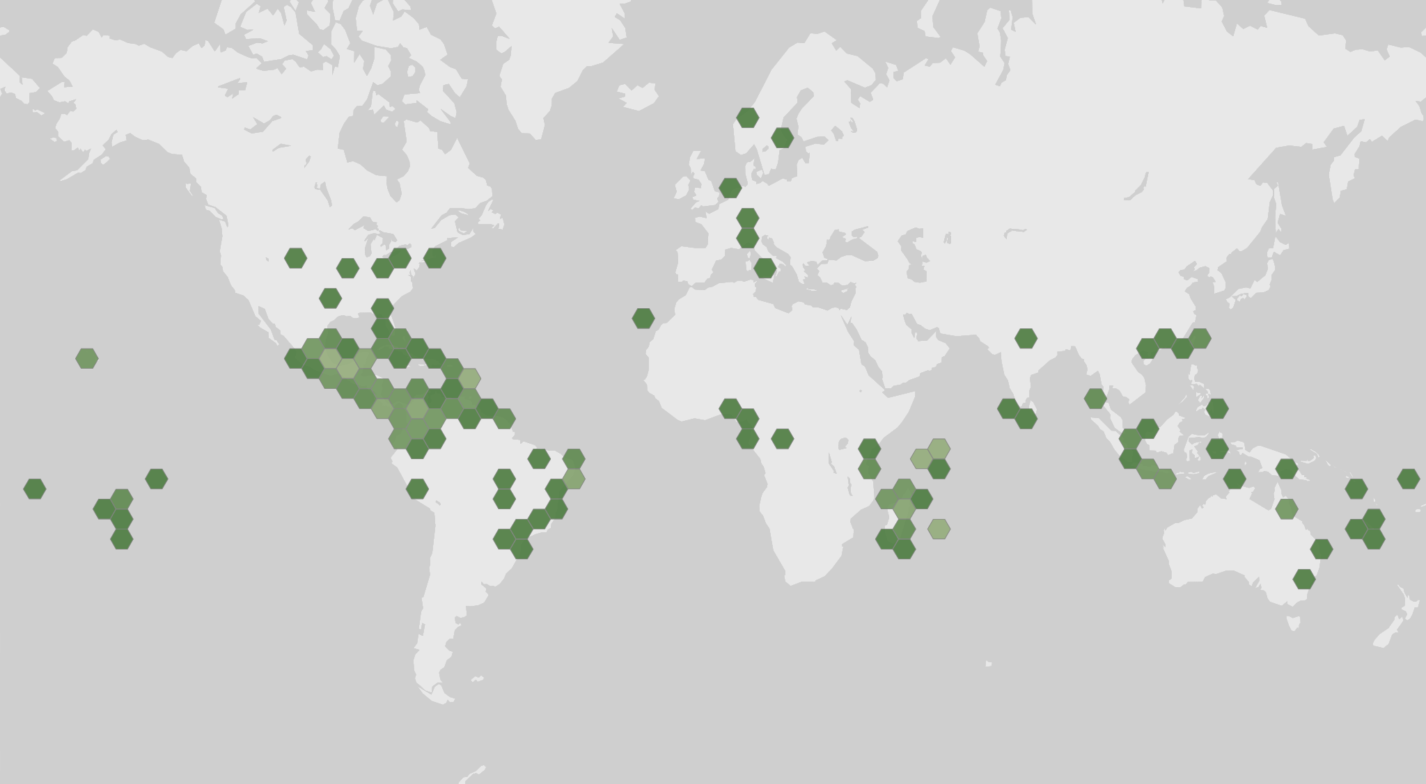 World map showing recorded occurrences of Vanilla planifolia.
