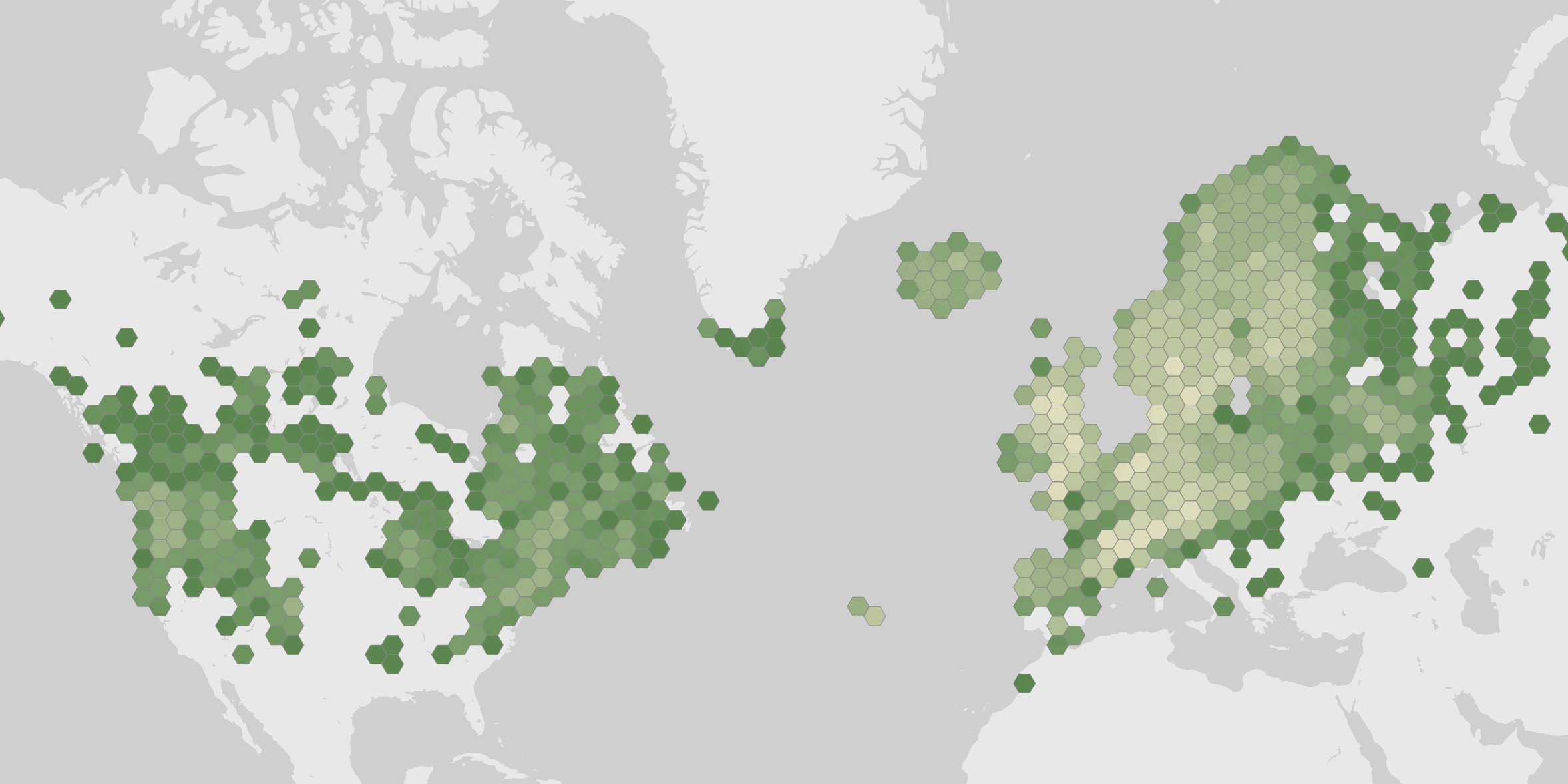 Mapa de los registros de Viola palustris