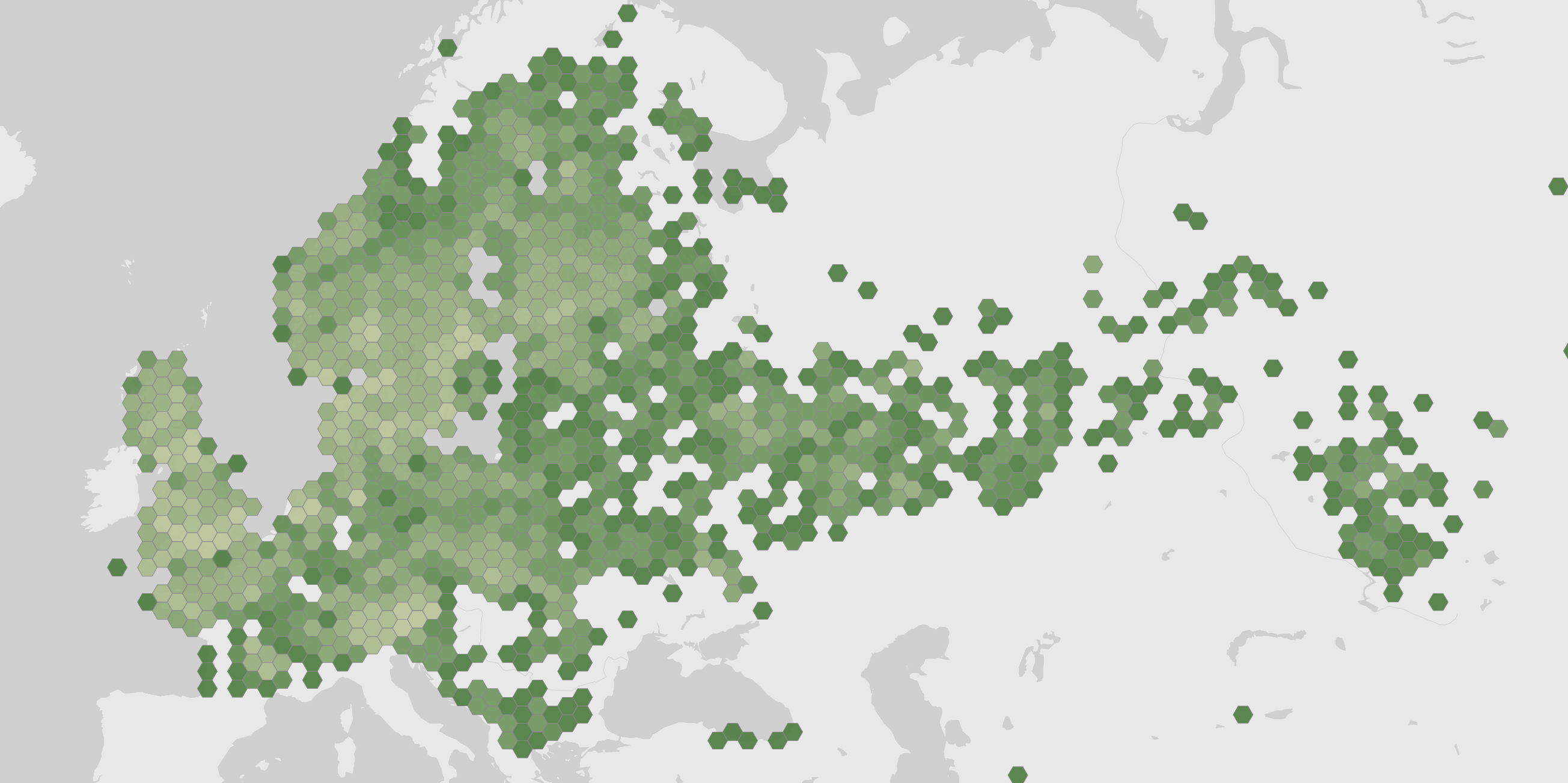 World map showing recorded occurrences of Vipera berus.
