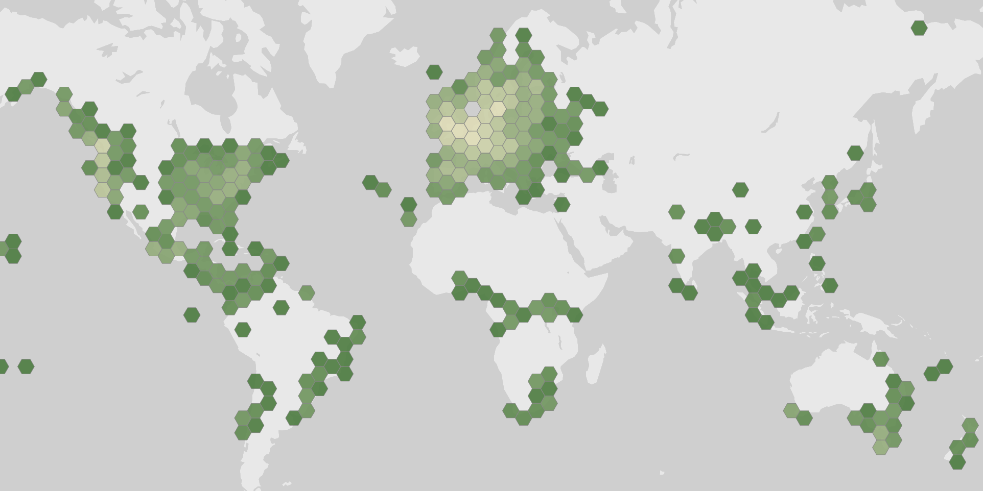 Mapa dos registros de ocorrência de Xylaria hypoxylon