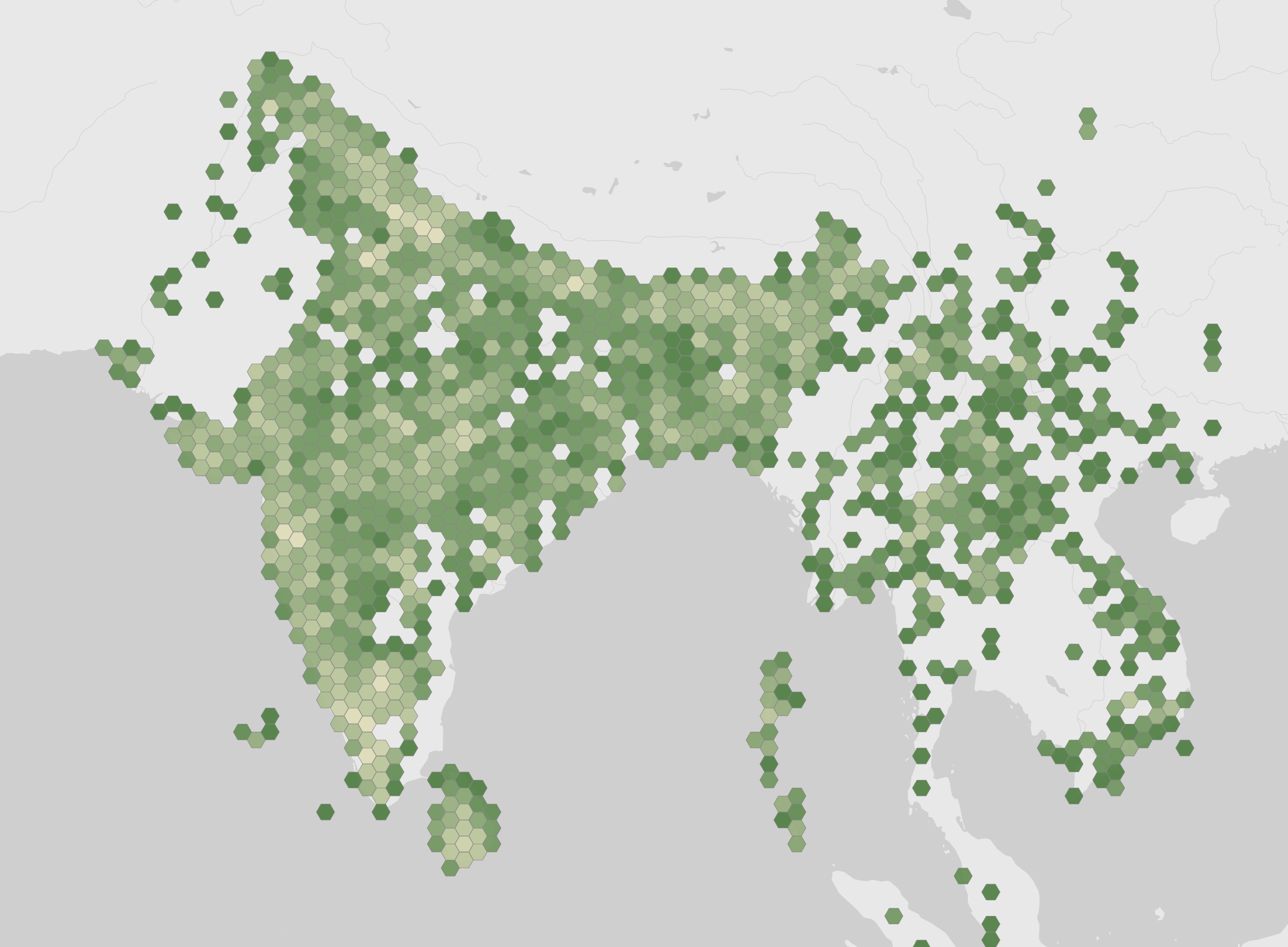 World map showing recorded occurrences of Zosterops palpebrosus.